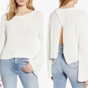 Roxy Women's White Sweater with Open Criss Cross Back Size Small